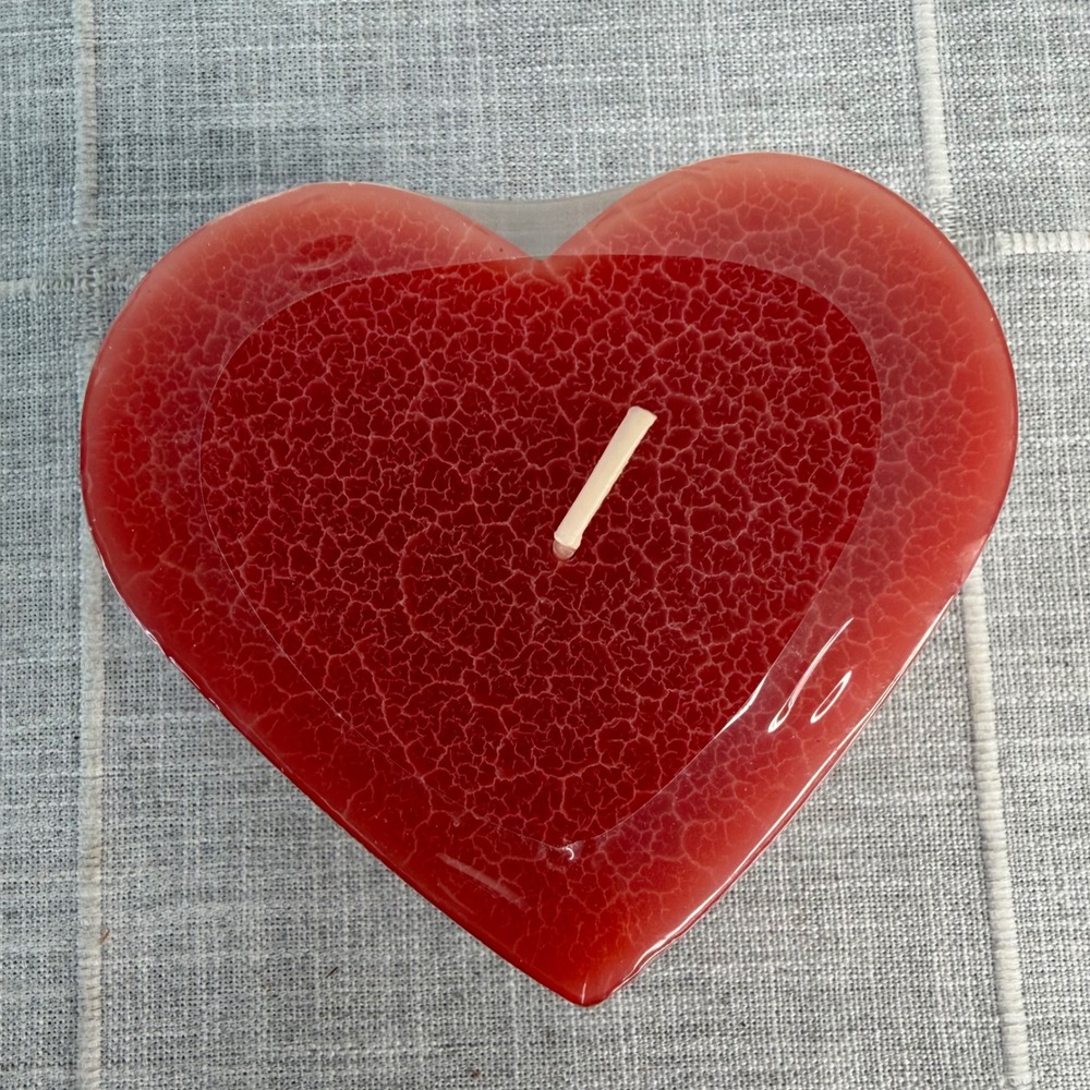 Longaberger Heart Pillar Candle Floral Bouquet Red Heart 2001 4" New Cottagecore